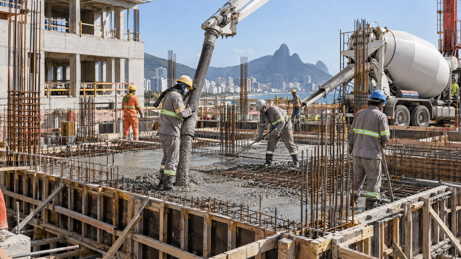 Imagem ilustrativa de concretagem em uma obra
